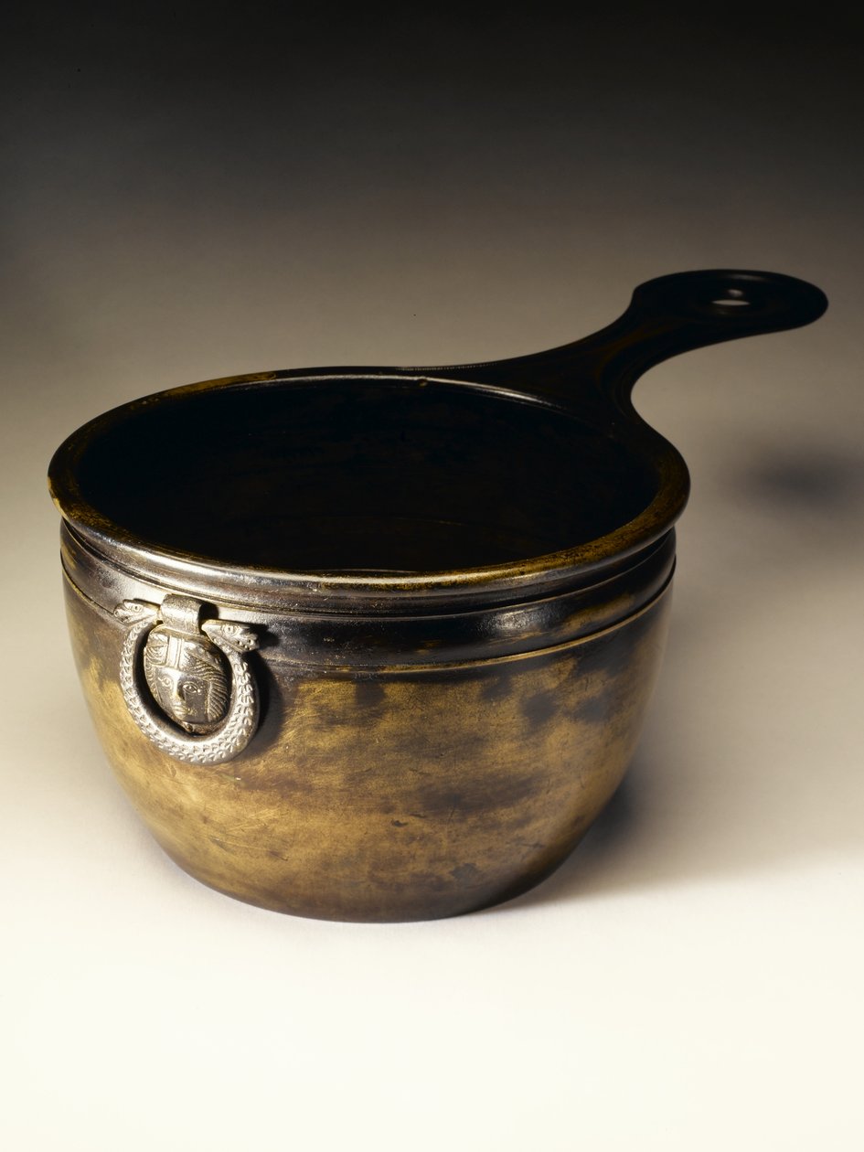 Skillet com estanho no interior, de Dowalton Loch Crannog, Wigtownshire (bronze e estanho) de Roman