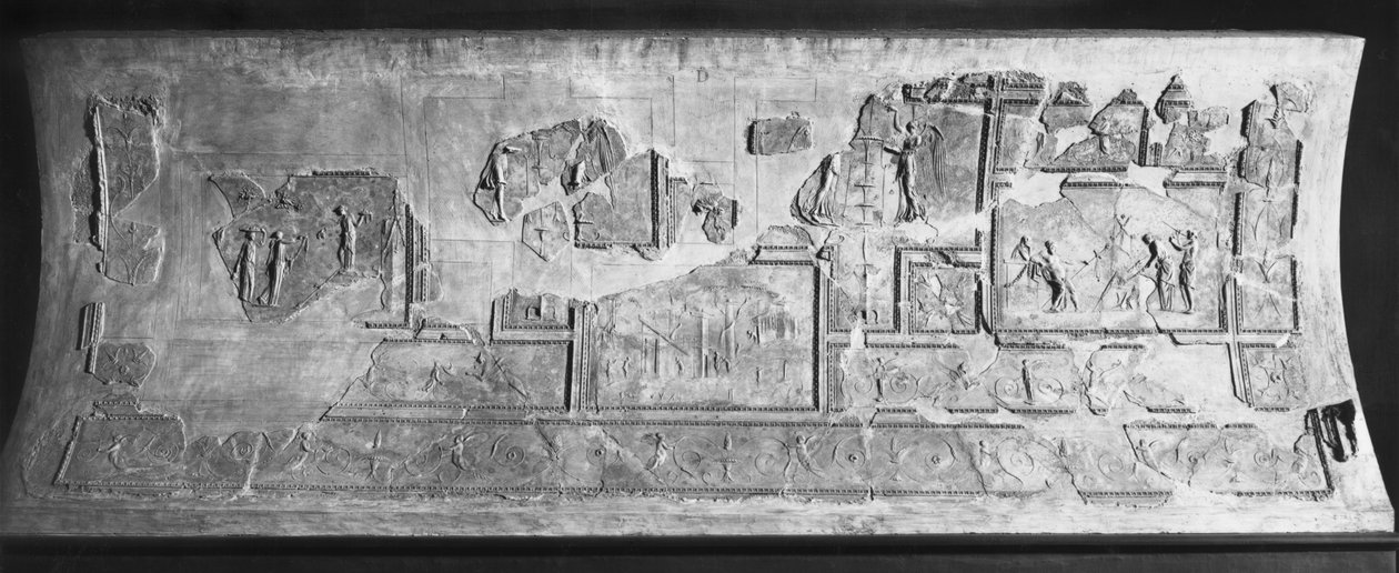 Estuques da Casa da Sacerdotisa de Ísis; dos jardins da Villa Farnesina (estuque) de Roman