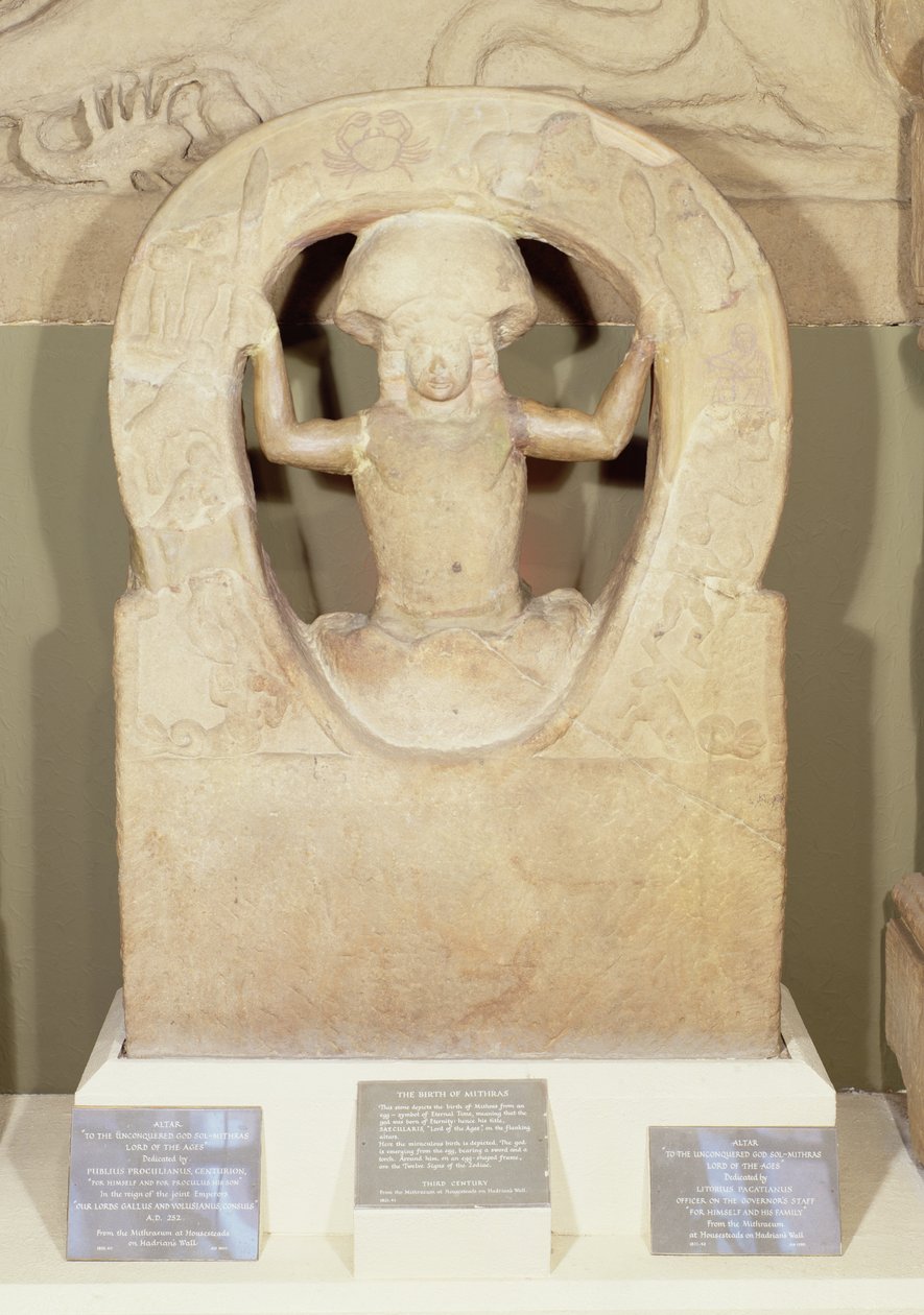 O nascimento de Mithras do Mithraeum em Housesteads de Roman