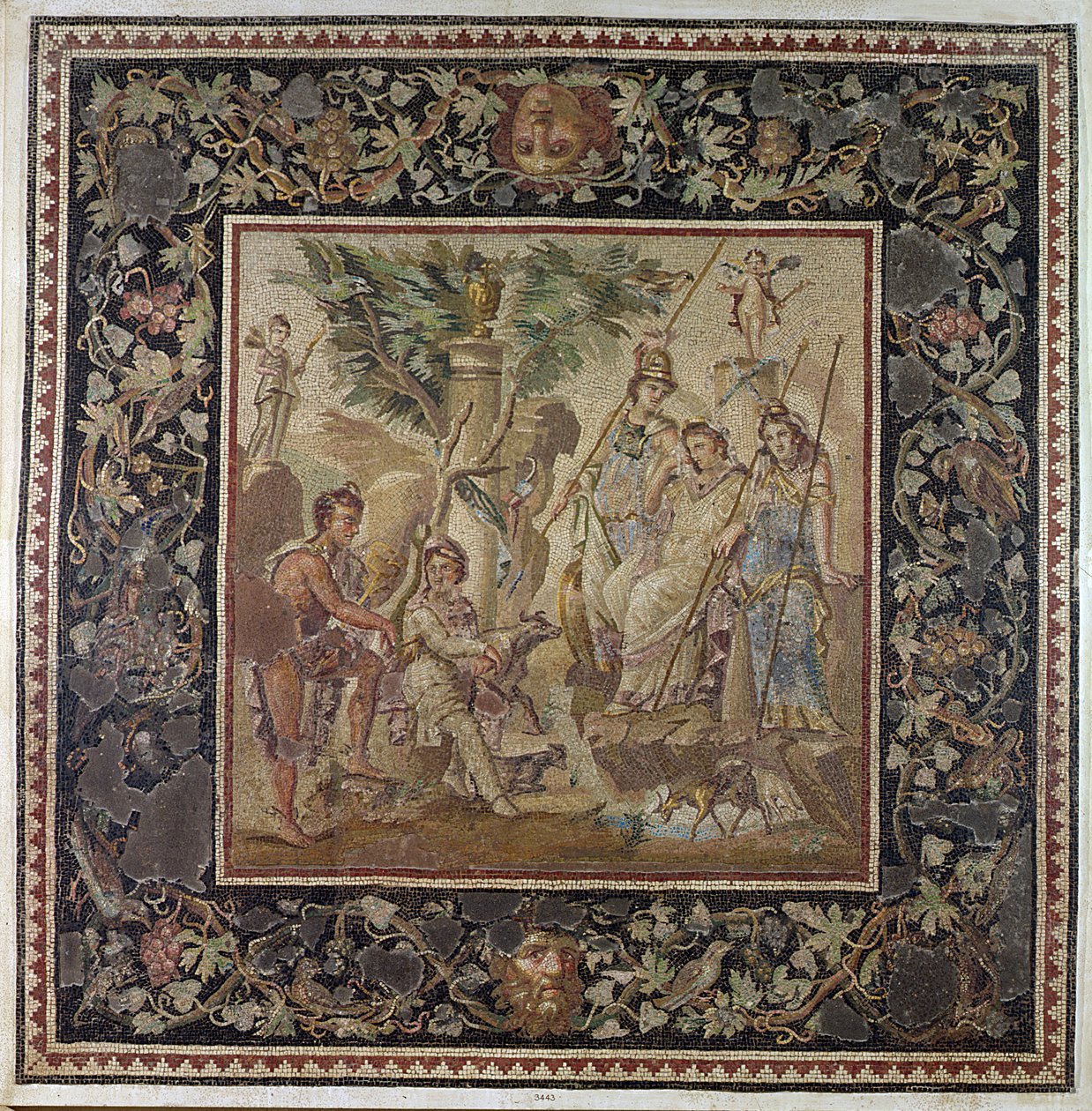 O Julgamento de Paris, da Casa do Átrio, Antioquia, c.115 dC (mosaico) de Roman