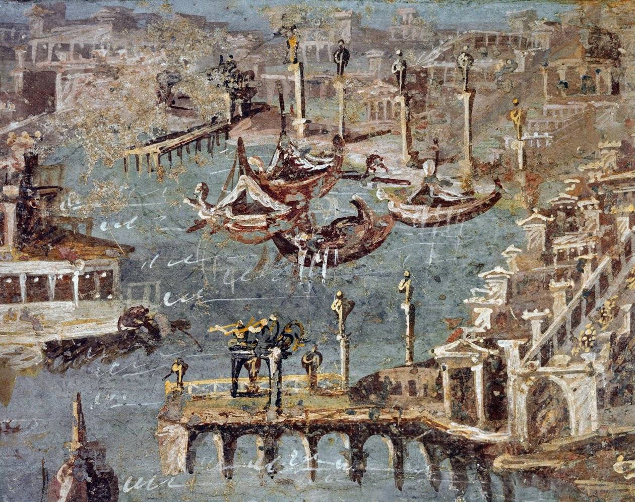 A cidade e o porto de Pozzuoli (fresco de Roman