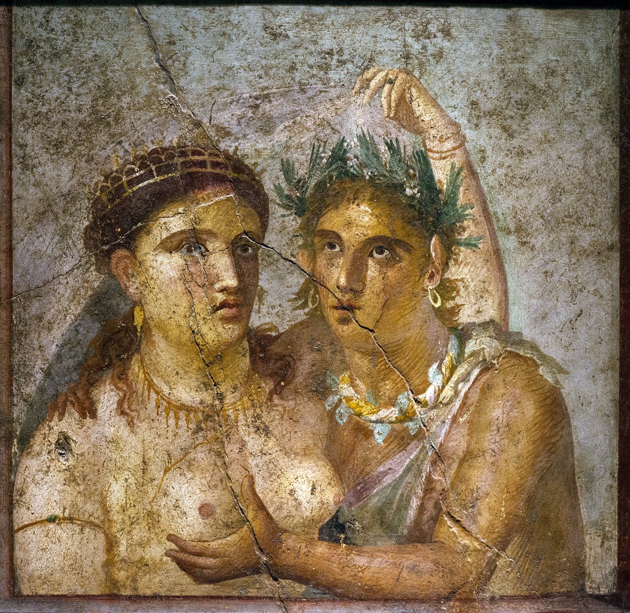 O sátiro e a menade - Sátiro e a Ménade - Pompeia - Casa di Cecilio Giocondo - Sátiro e menade - Cabinetto segreto de Roman