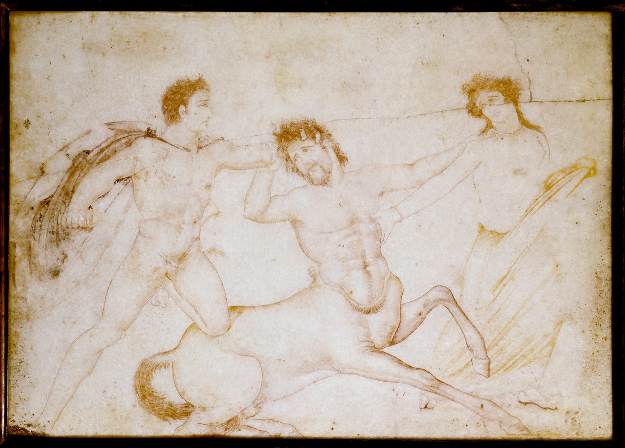 Theseus e o centauro (desenho em mármore de Roman