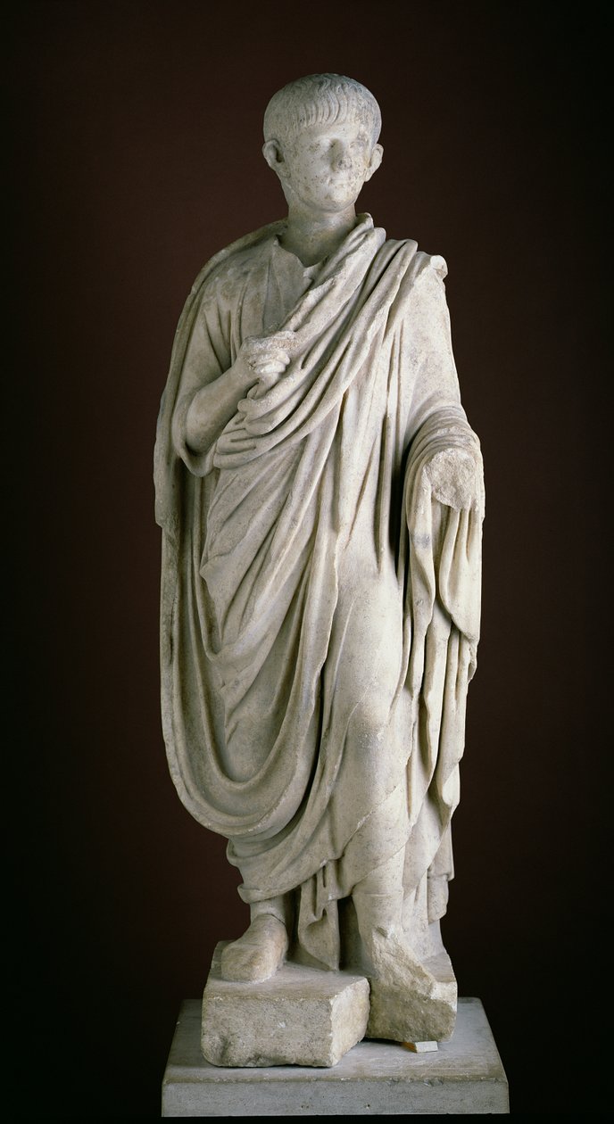 Estátua Togate do jovem Nero, c.50 DC (mármore) de Roman