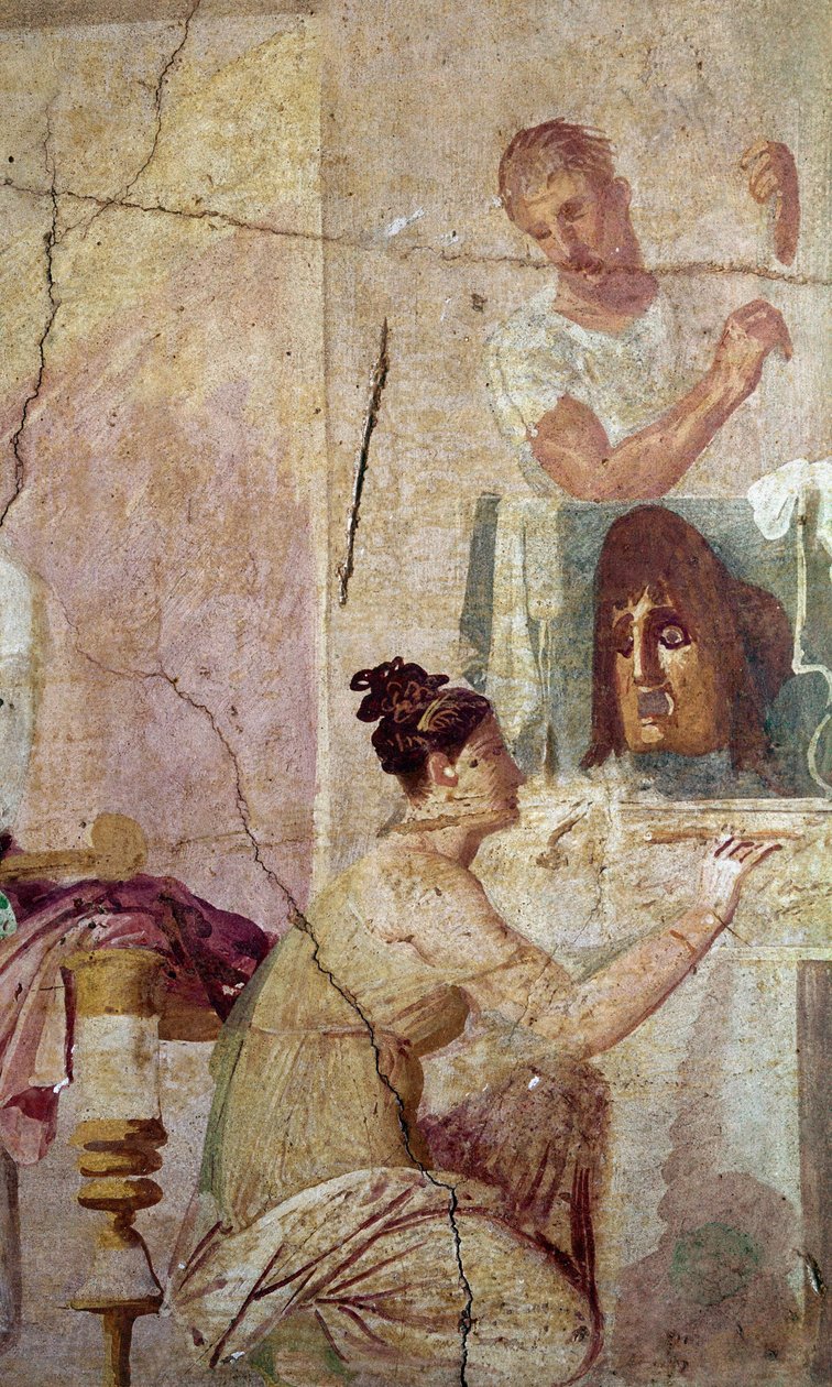 Vitória de um poeta trágico, detalhe de uma actriz (fresco de Roman