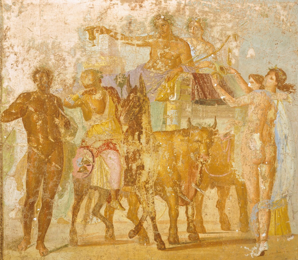 Pintura mural representando o Triunfo de Baco, da Casa de Marcus Lucretius Fronto, Pompeia, Campânia, Civilização Romana de Roman