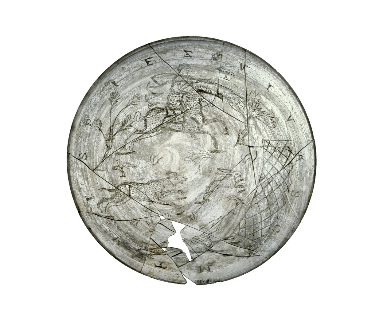 Wint Hill Bowl, gravado com uma cena de caça, provavelmente da Renânia, romano, século IV (vidro) de Roman