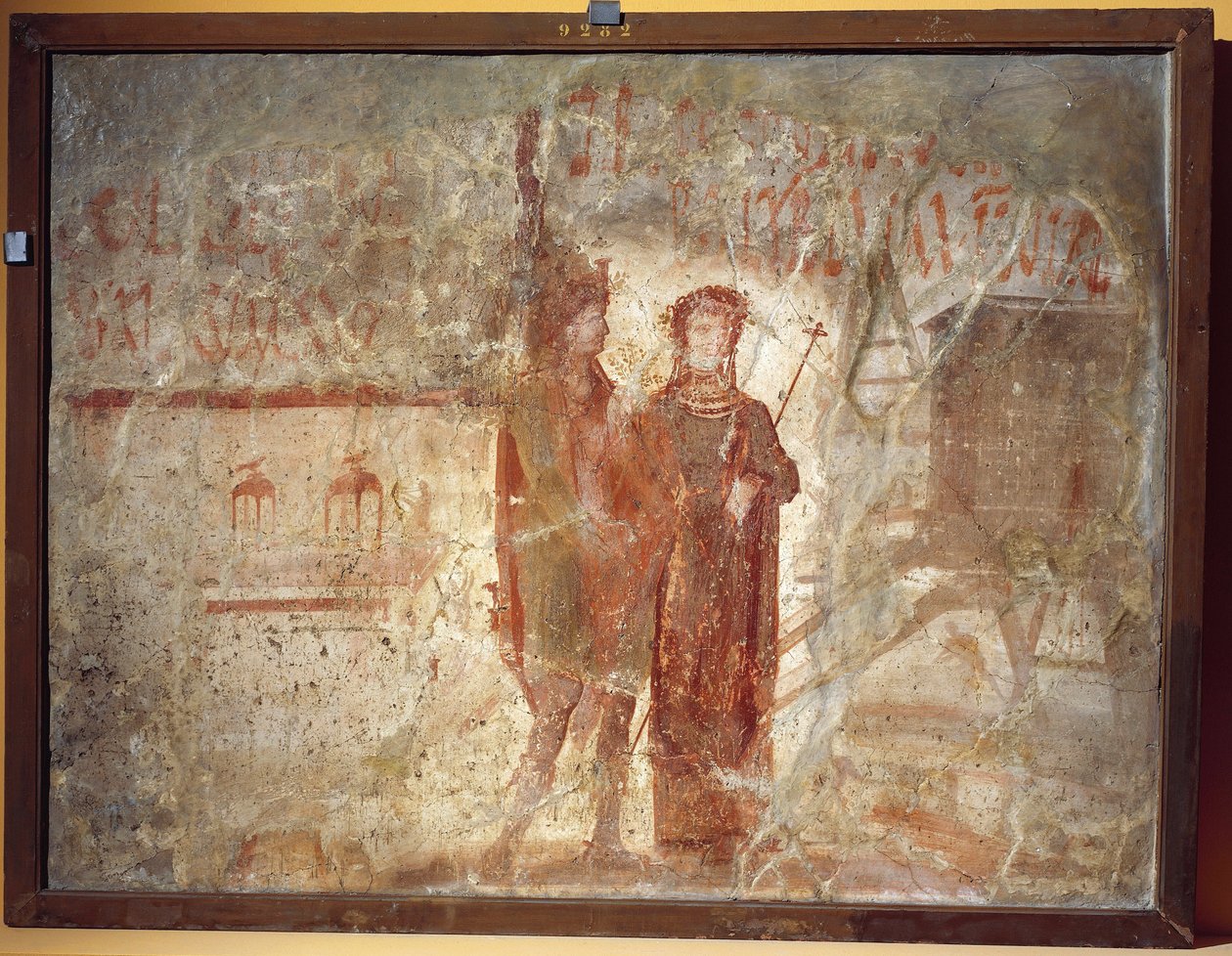 Assinatura do Workshop e anúncios eleitorais, Pompeia, Itália 70-79 AD (fresco) de Roman