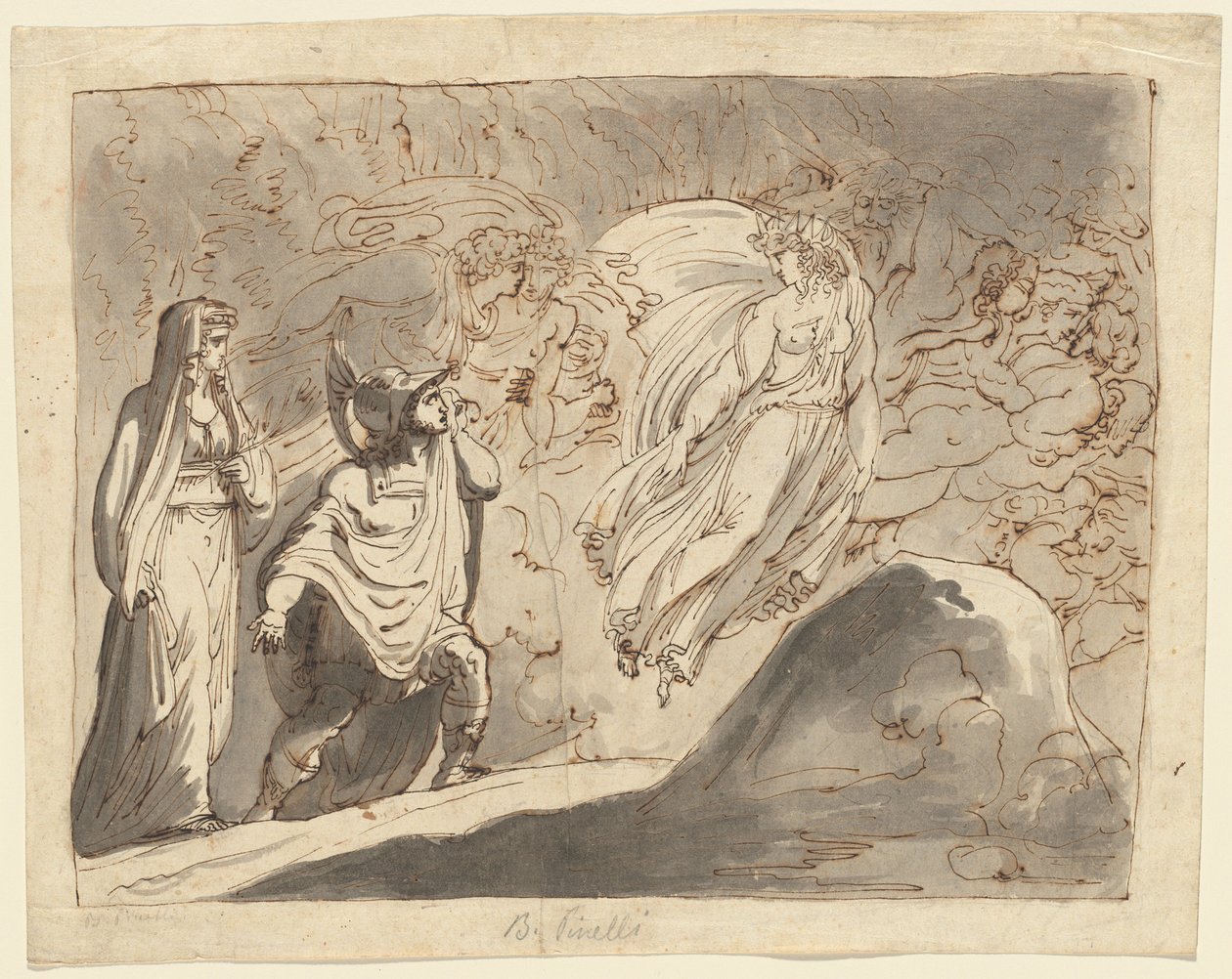 Enéias no submundo de Roman 18th Century