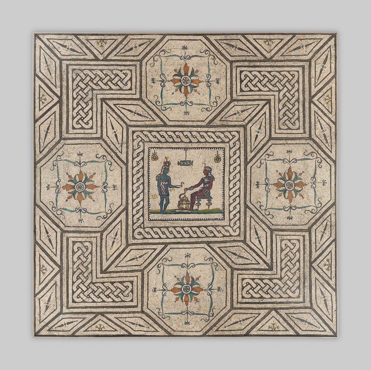 Pavimento de mosaico com cena de Egyptianizing, c.130-150 AD (pedra e vidro) de Roman Imperial Period