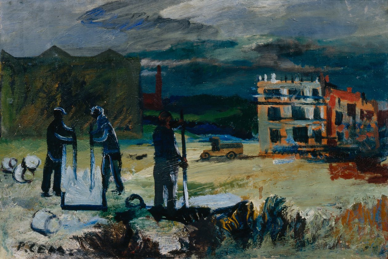 Construindo novas casas, 1933 de Roman Matveevich Semashkevich