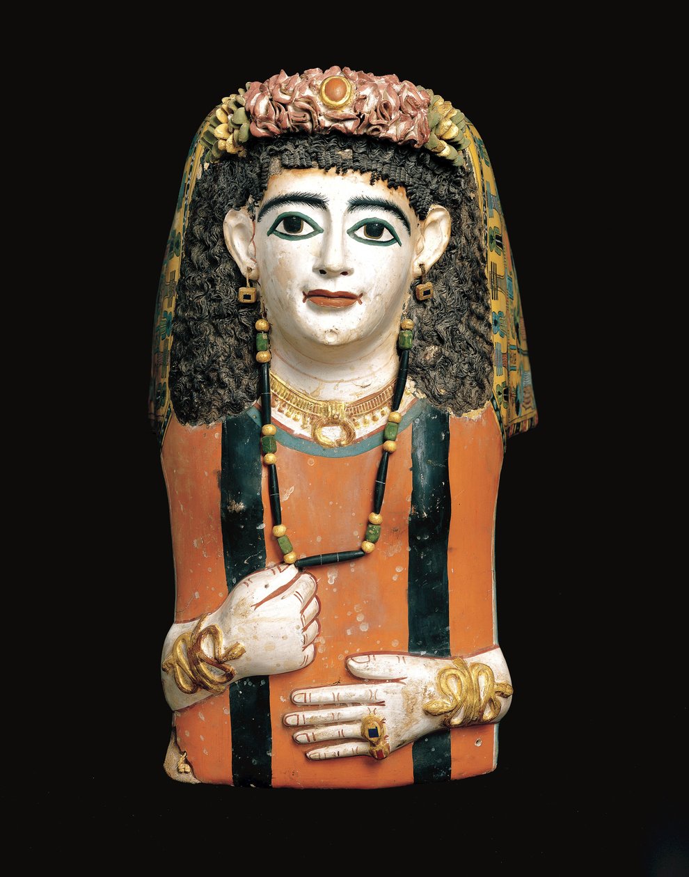 Mummy Mask, 60-70 AD (cartonagem pintada, gesso e fibras vegetais) de Roman Period Egyptian