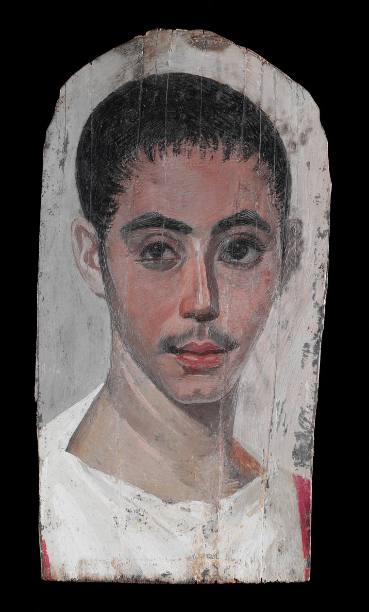 Retrato de um jovem com um corte cirúrgico em um olho, 190-210 AD (pintura de encáustica em limewood) de Roman Period Egyptian