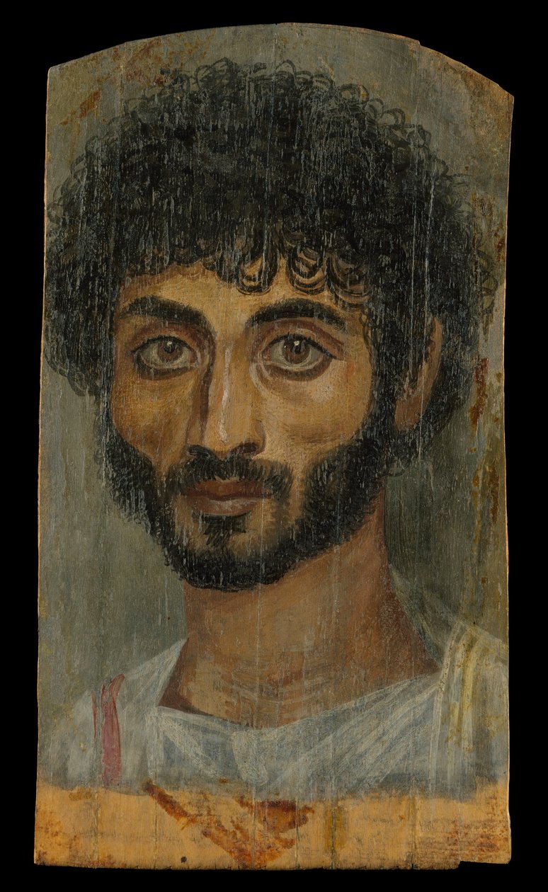 Retrato de um homem barbudo de rosto fino, 160-180 dC (encáustica, lenha) de Roman Period Egyptian