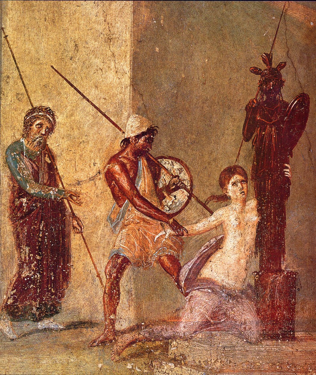Ajax, o Menor, arrasta Cassandra para longe do Xoanon, 1º H. 1º cen. DE ANÚNCIOS de Roman Pompeian wall painting