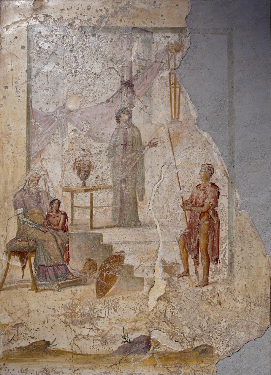 Cassandra prevê a queda de Tróia, 1º H. 1º cen. DE ANÚNCIOS de Roman Pompeian wall painting