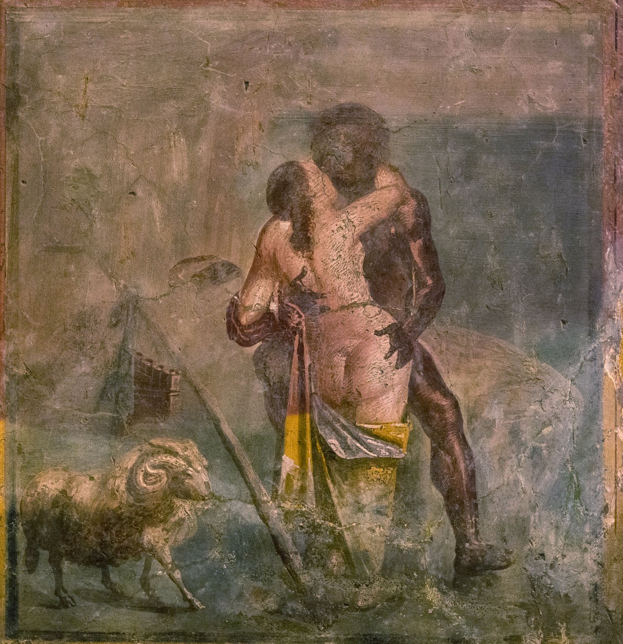 Galatea e Polifemo, século I. de Roman Pompeian wall painting.