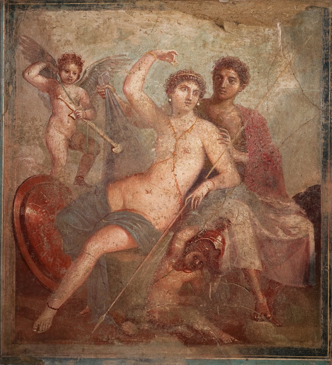 Marte e Vênus, 1º H. 1º século. DE ANÚNCIOS. de Roman Pompeian wall painting.