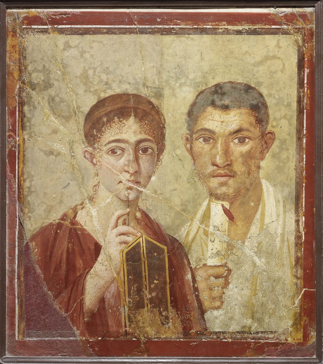 Retrato do padeiro Terentius Neo e sua esposa de Roman Pompeian wall painting