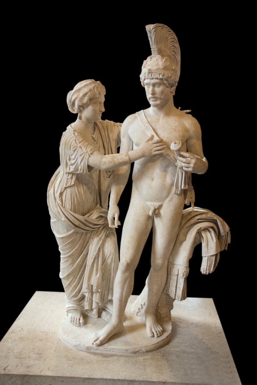 Arte Roma Casal Imperial em março e Vênus (entre 120 e 140 d.C.) escultura em mármore de Roman Roman