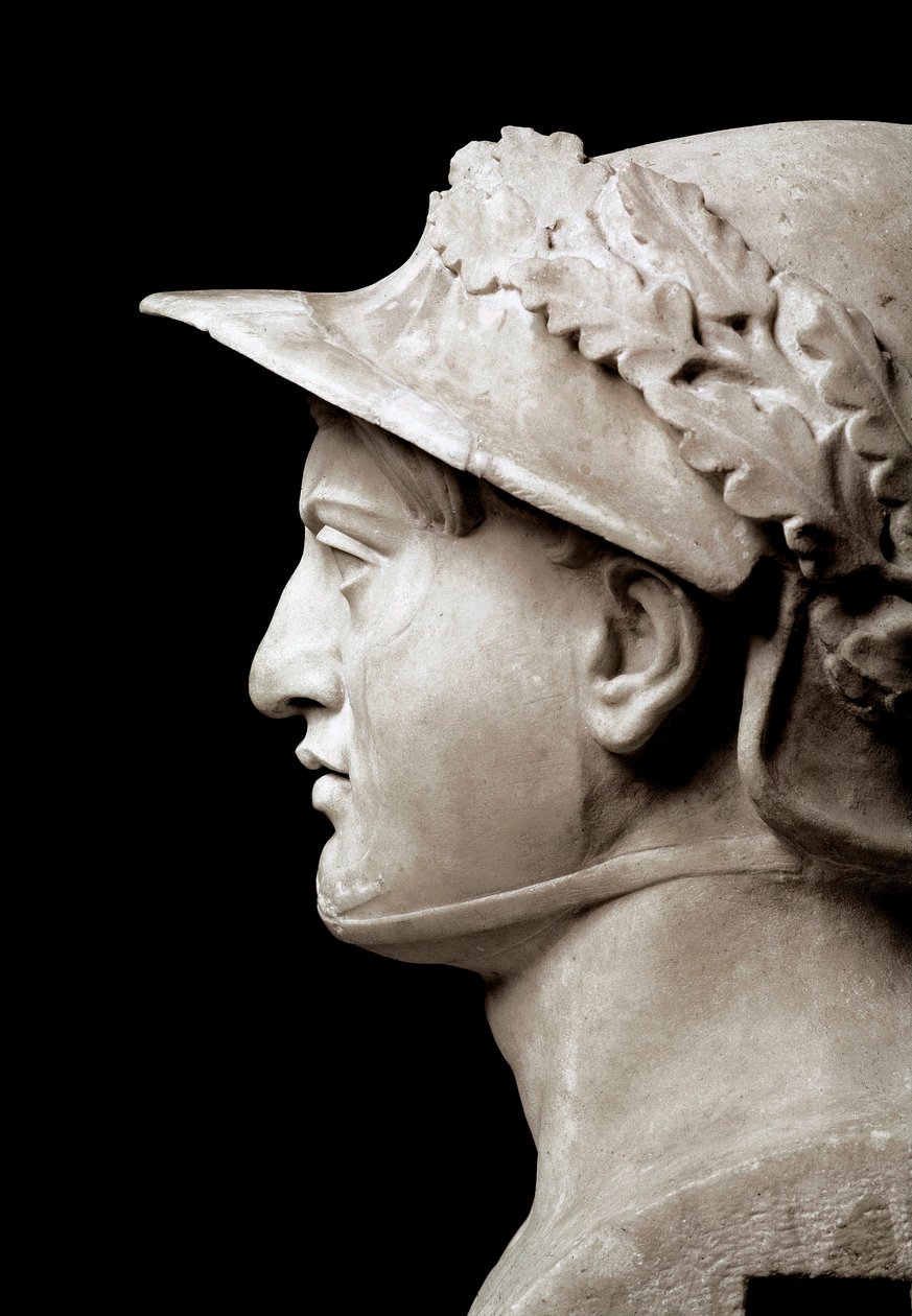Busto de Pirro I (ou Pirros) Rei de Epire de 306 a 272 AC. De Ercolano (Herculanum). De um original de 290 AC. Nápoles, Museo Archeologico Nazionale - Busto de Pirro de Épiro (319-272 a.C.). Cópia romana após c.290 a.C. original. Mármore, de Ercolano ( de Roman Roman