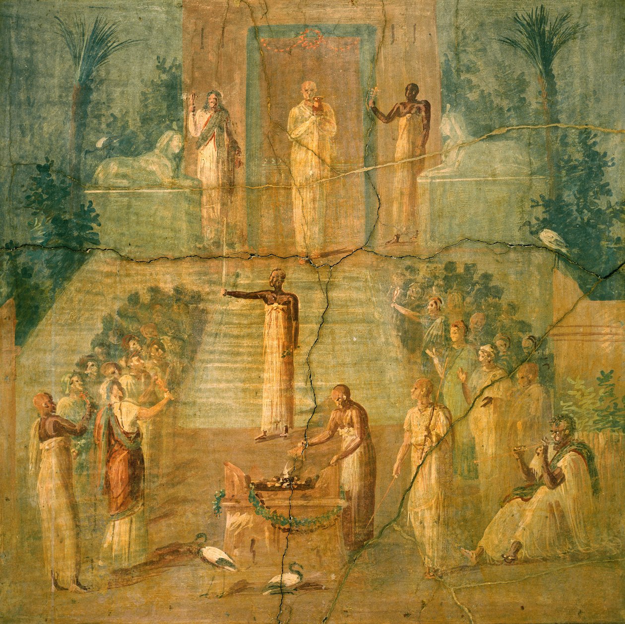 Cerimônia do Culto de Ísis, de Pompéia (fresco) de Roman Roman