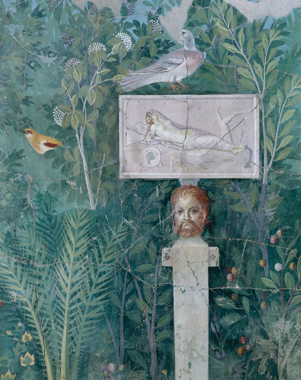 Pormenor de uma pintura de jardim, Casa da Pulseira de Ouro, de Pompeia de Roman Roman