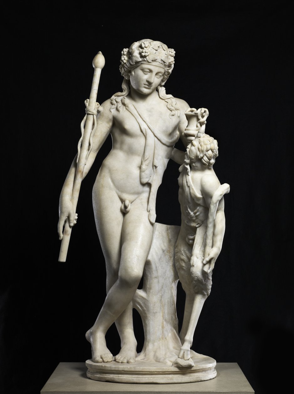 Dionísio com Pã, 50-150 DC (mármore) de Roman Roman