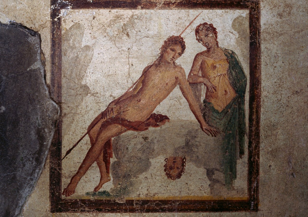 Eco e Narciso, fresco do cubículo da Casa de Éfebo, Pompeia (Lista do Património Mundial da UNESCO de Roman Roman