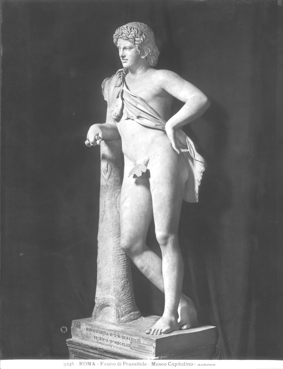 Faunus, cópia de um original da Praxiteles (c.370-330 BC) (mármore) (foto a p/b) de Roman Roman