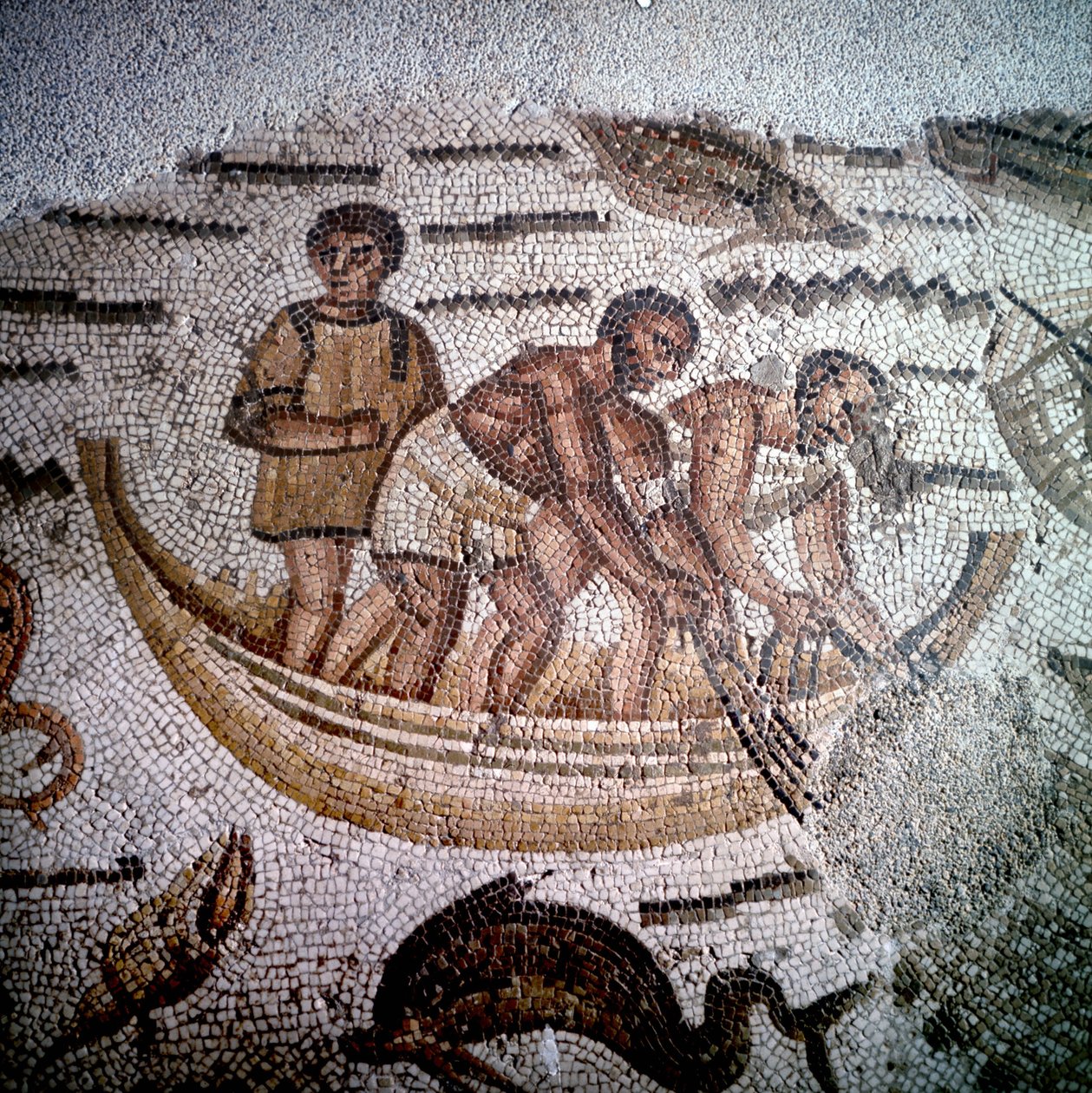 Cena de pesca em Mosaico em Hipona, Argélia. de Roman Roman