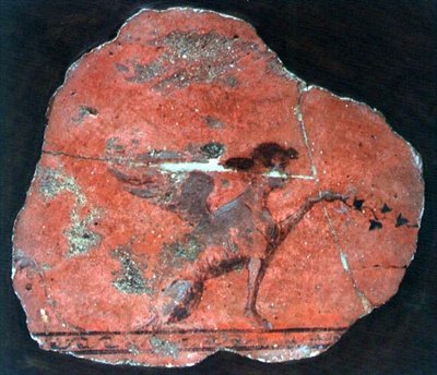Fragmento de uma pintura mural de uma esfinge, romana de Roman Roman