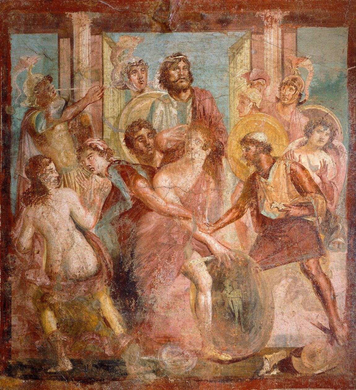 Afresco representando Aquiles e Sciro, de Pompeia, Campânia, Civilização Romana de Roman Roman