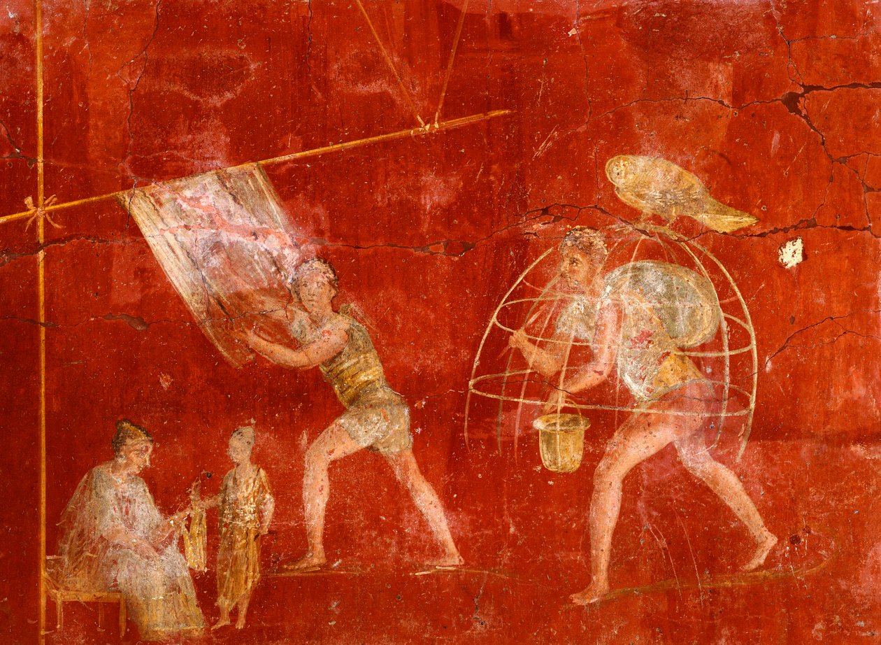 Fresco representando lavadeiras, de Pompeia (Lista do Património Mundial da UNESCO de Roman Roman