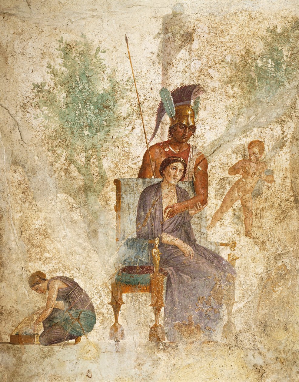 Fresco representando Marte e Vénus com Amor, Pompeia , Campânia, Civilização Romana de Roman Roman