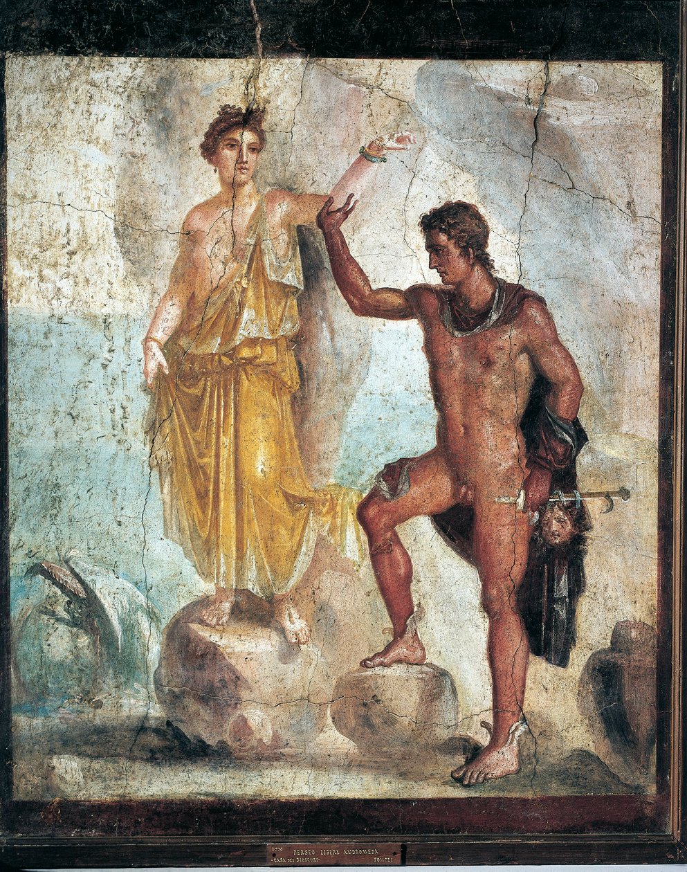 Afresco representando Perseu e Andrómeda de Itália, Campânia, Pompeia, pintura sobre gesso, 55-79 d.C. de Roman Roman