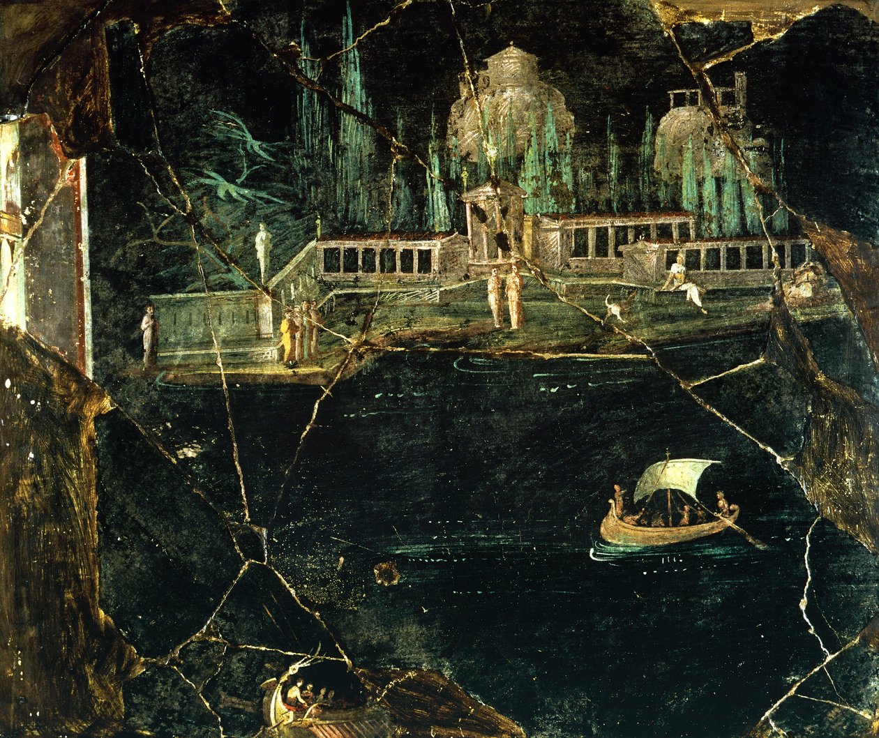 Fresco representando uma paisagem, de Pompeia (Lista do Património Mundial da UNESCO de Roman Roman