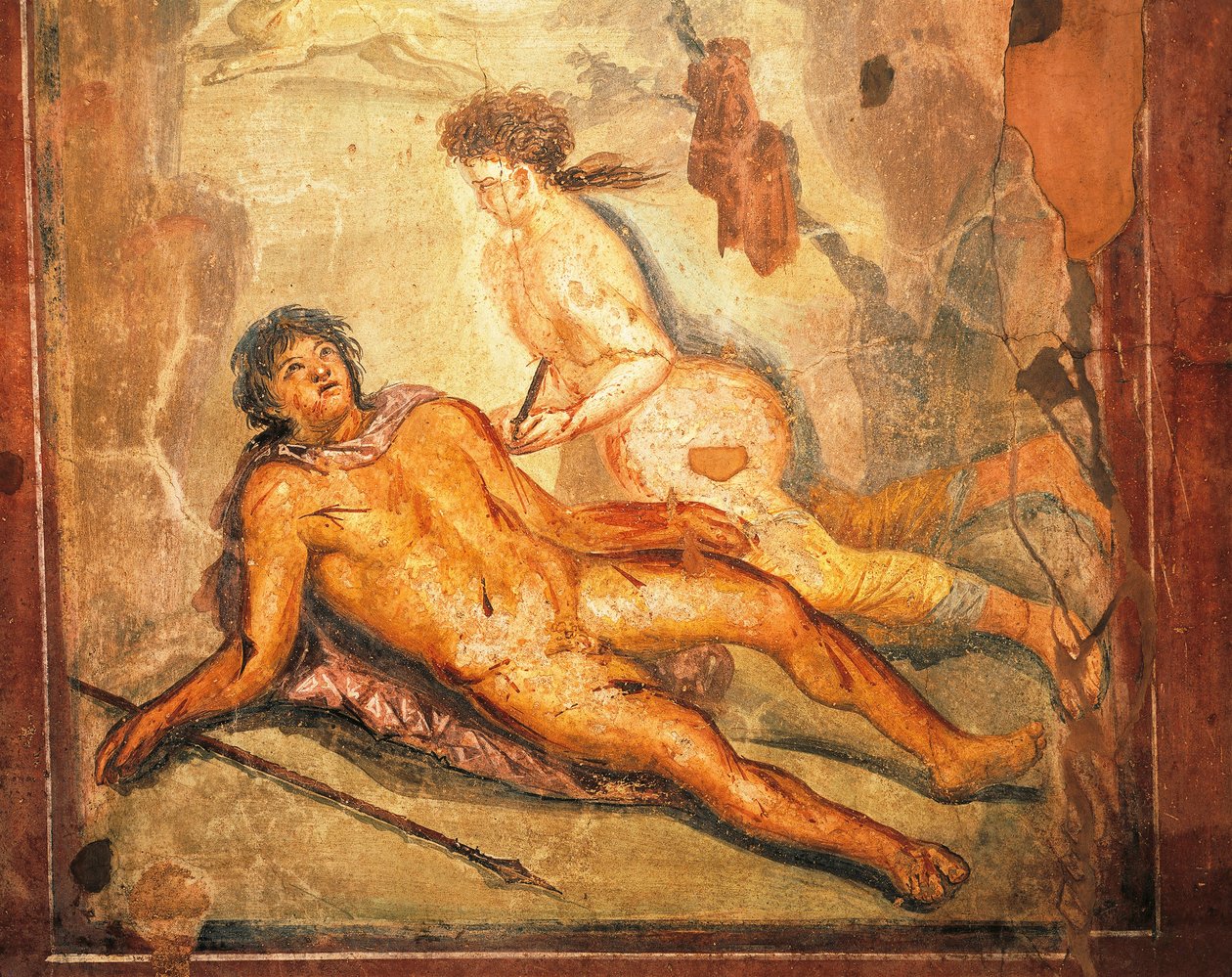 Afresco representando o mito de Píramo e Estebe, Casa de Loreio Tiburtino, Pompeia , Campânia, Civilização Romana de Roman Roman