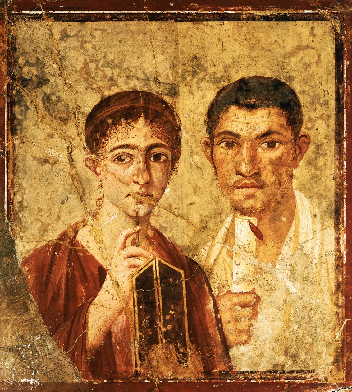Afresco representando o retrato de Paquio Proculo e da sua mulher, de Pompeia (Património Mundial da UNESCO de Roman Roman
