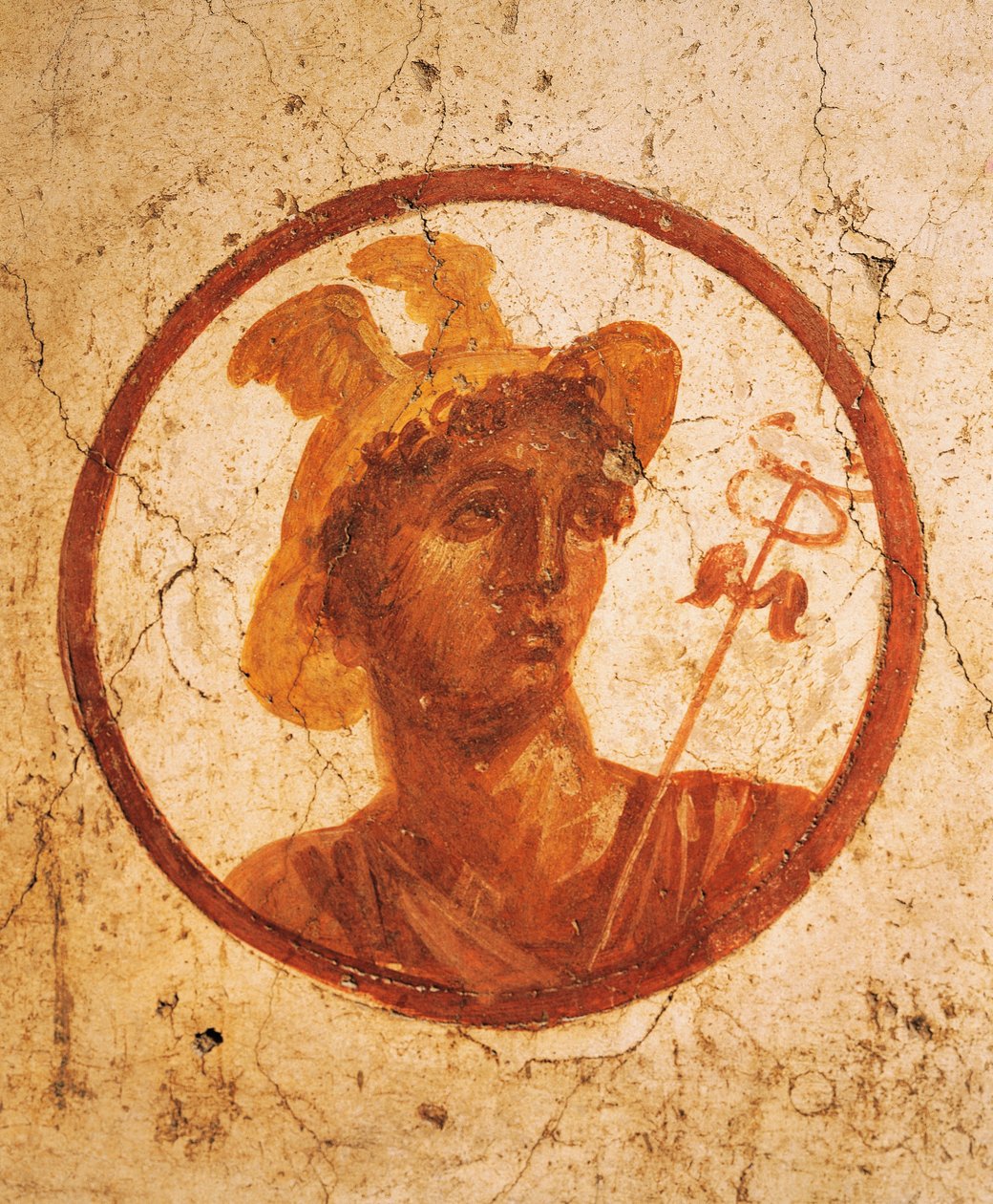 Fresco representando o retrato de um homem sobre fundo branco, Casa da Caça Antiga, Pompeia , Campânia, Civilização Romana de Roman Roman