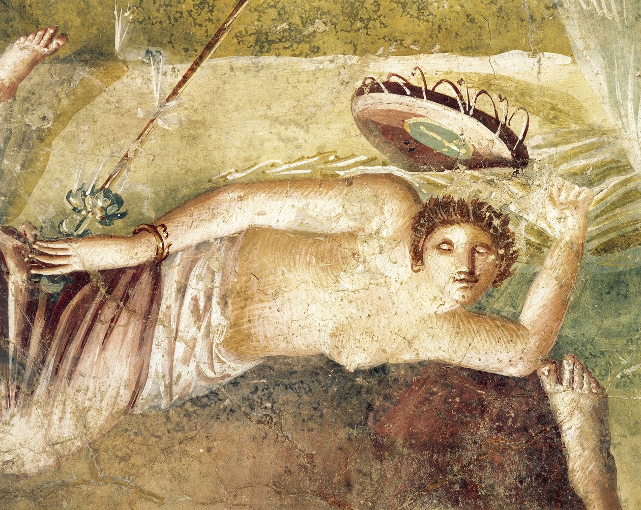 Afresco representando a Maenad adormecida, da Casa de Citharist, Pompeia, Itália de Roman Roman