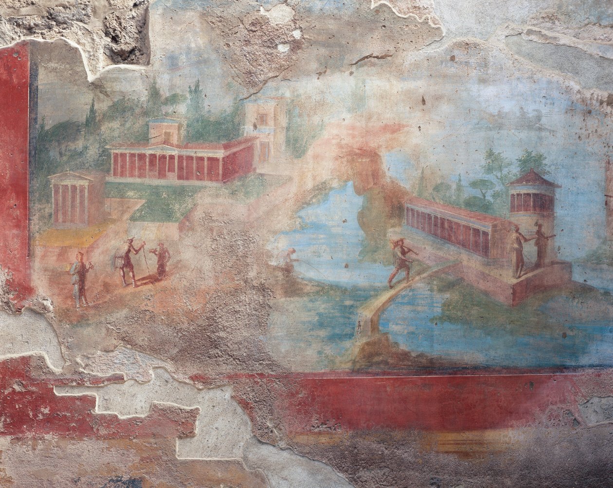 Fresco da fonte-ninfeu da Casa da Fonte Pequena, Pompeia (Património Mundial da UNESCO de Roman Roman