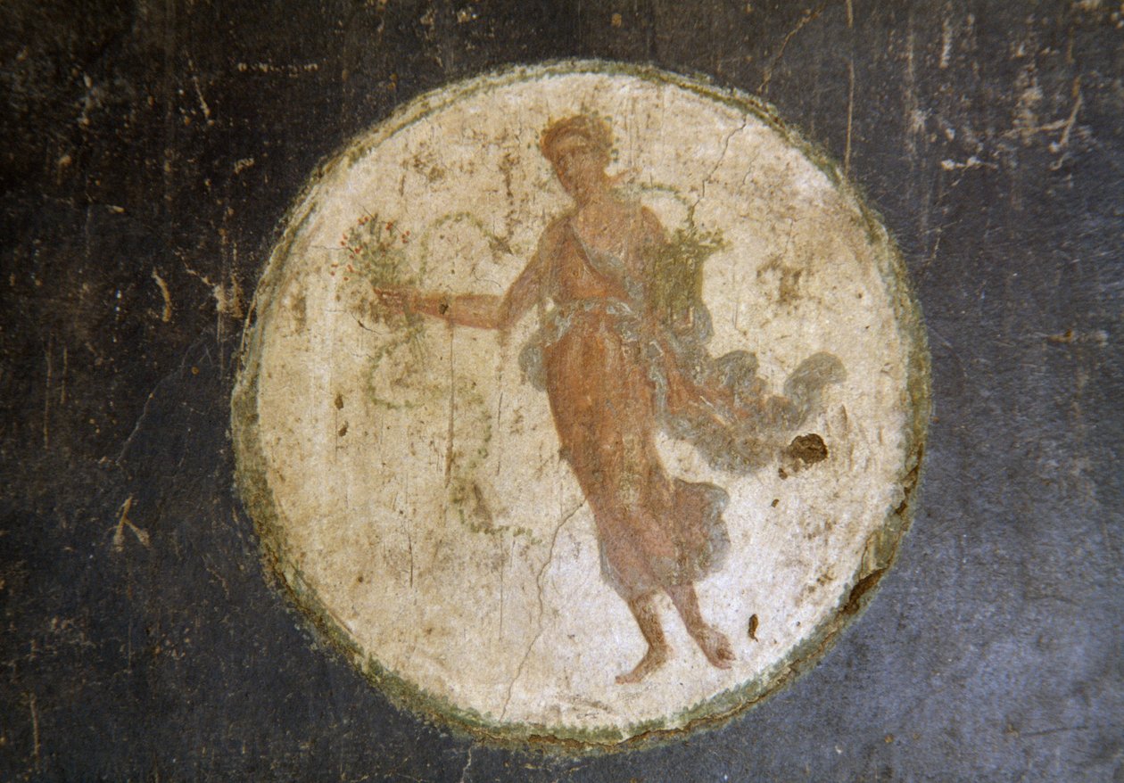 Fresco com medalhão, ala direita da Casa dos Vettii, Pompeia (Património Mundial da UNESCO de Roman Roman