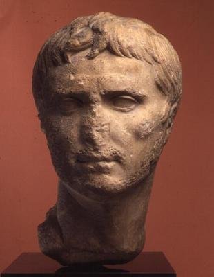 Cabeça de Augusto, século VIII d.C. (pedra) de Roman Roman