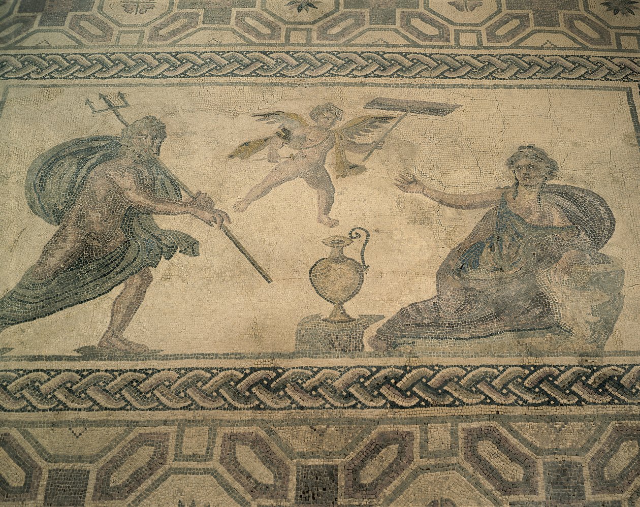 Vista em ângulo elevado de um mural no chão, Paphos, Chipre
(foto) de Roman Roman