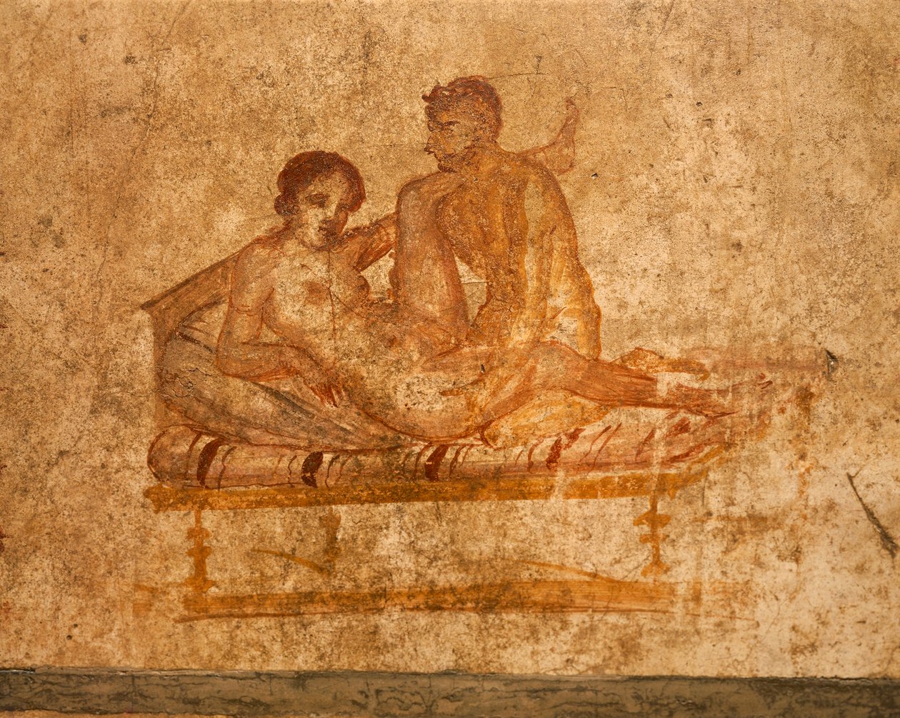 Itália, Região da Campânia, Província de Nápoles, Pompeia, Casa de Vettii, Afresco erótico de Roman Roman