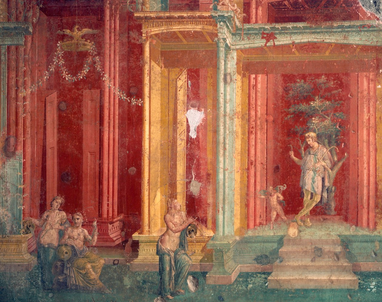 Itália, Província de Nápoles, Região da Campânia, Pompeia, Casa de Loreio Tiburtino, Fresco de Roman Roman