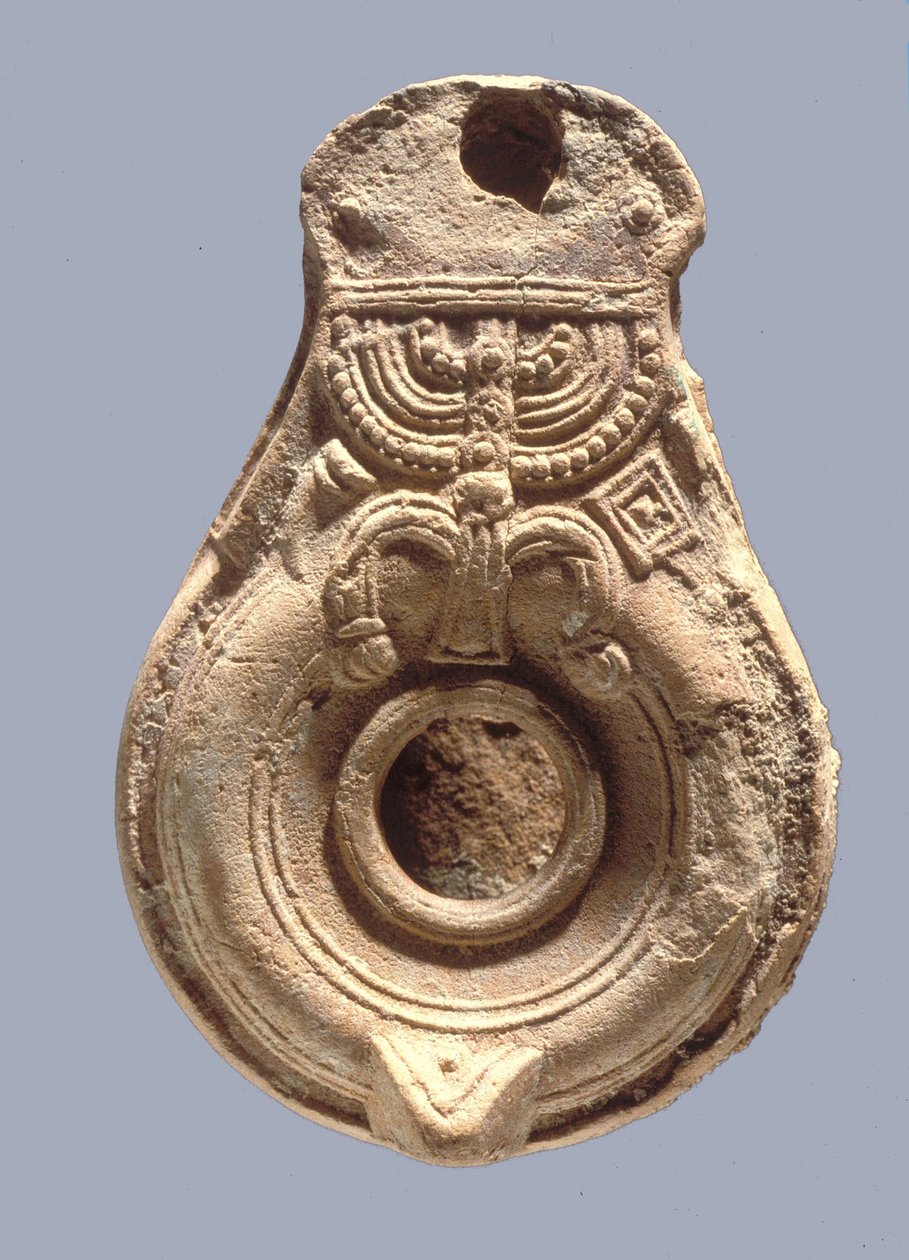 Lâmpada de óleo judaica (terracota) de Roman Roman