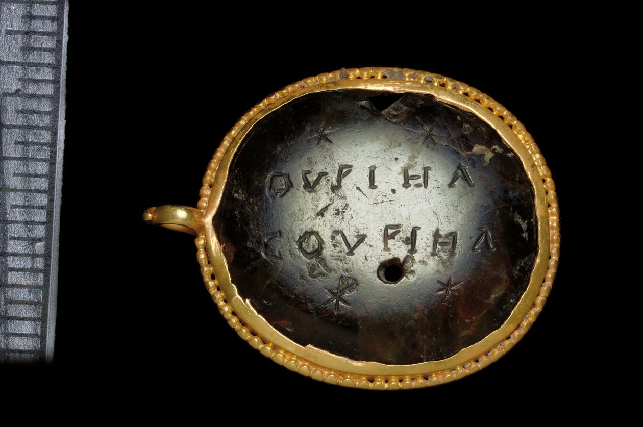 Pingente mágico, século 3 a 4 dC (ouro e heliotrópio) de Roman Roman