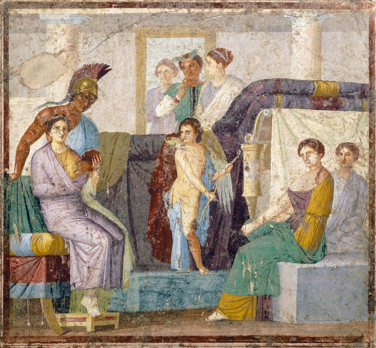 Casamento de Vénus e Marte, pintura mural do tablinum da casa de Marco Lucrezio Fronto, Pompeia, Campânia, Civilização Romana de Roman Roman
